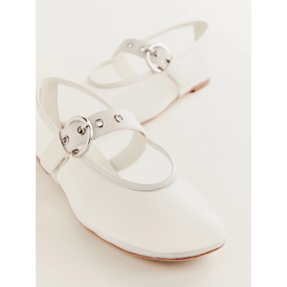 Reformation Bethany Flat White Mesh Mary Jane 7